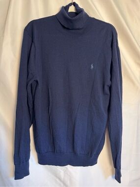 NWOT Merino Wool Polo by Ralph Lauren Navy Turtleneck Preppy Classic Sweater